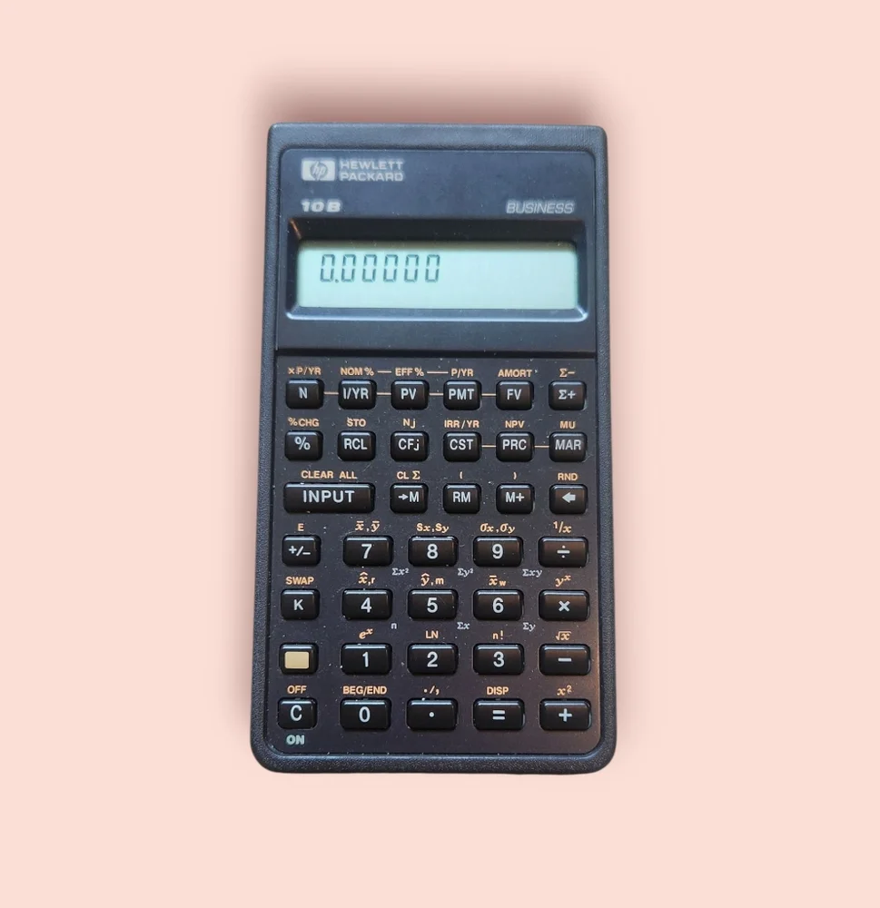 Vibtage HP Hewlett Packard 10B Business Black Digital Calculator With Case